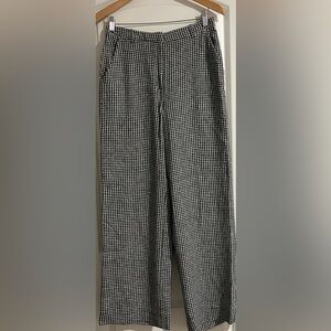 Abercrombie & Fitch Curve Love Tailored Linen Blend Wide Leg Pants Gingham Sz 2